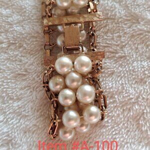 A beautiful Gold Pearls bracelet, wt. 27grams ,  item # A-100